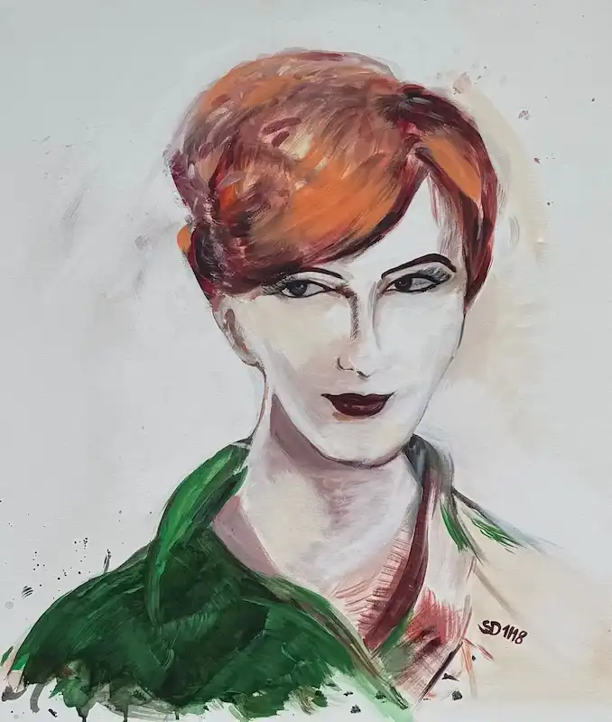 malerei potrait frau kurze rote haare
